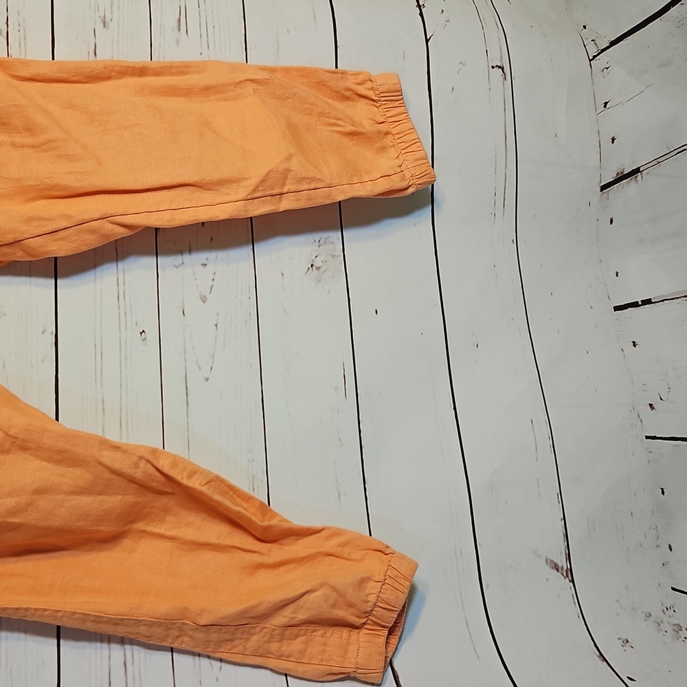 Athleta‎ Orange Linen Jogger Pants Zip Pockets Drawstring Waist Women's Size 8 P - Picture 3 of 7